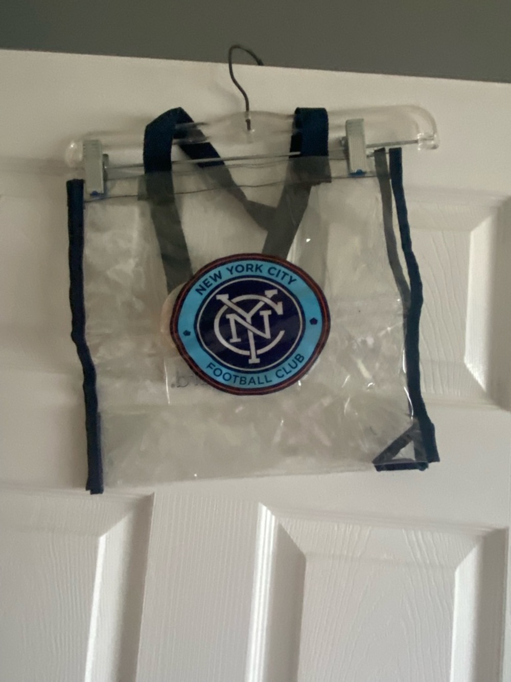 New York City Football Club Clear PVC tote  with Navy Trim